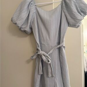 Elegant Puff Sleeve romper in baby blue
